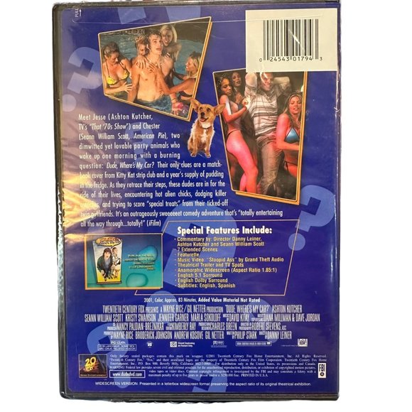 Dude Where's My Car DVD Movie Rated PG 13 Widescreen Ashton Kutcher Seann Scott - Picture 2 of 2